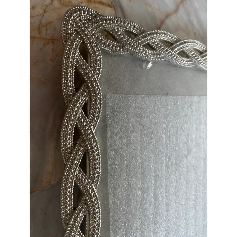 St Nicholas Square Midnight Snowfall Silver Braided 4x6 Photo Frame New